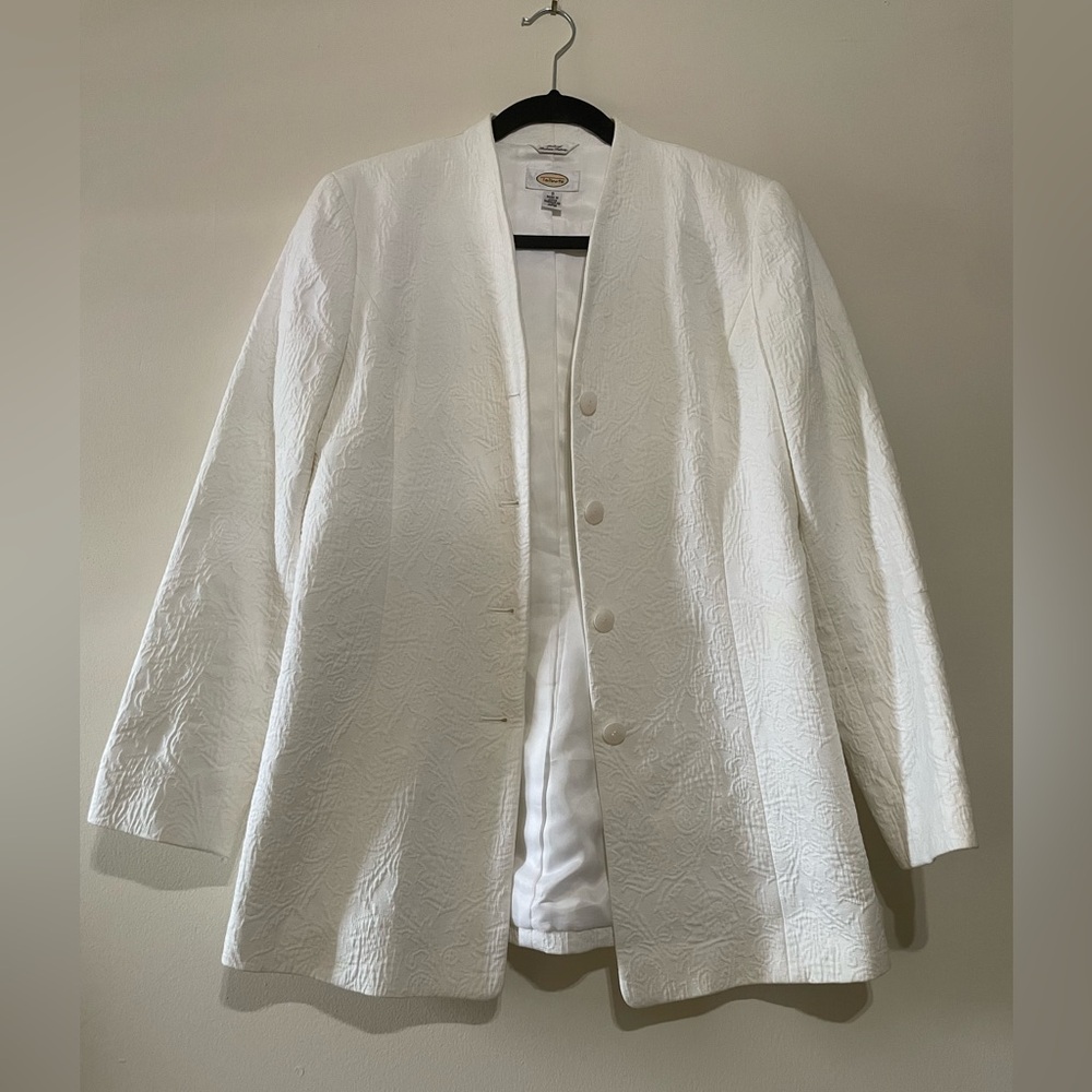 Vintage Elegant White Textured Women's Jacket